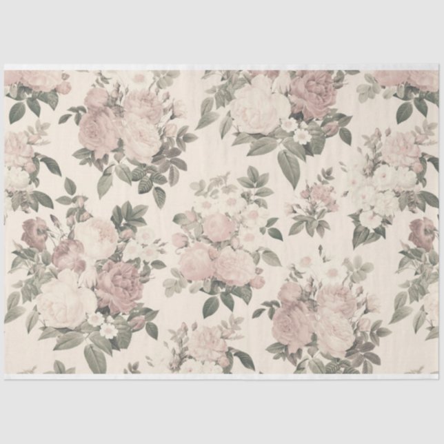 Papel De Seda Diseño Scrappy Pink Floral Series 2 (Anverso)