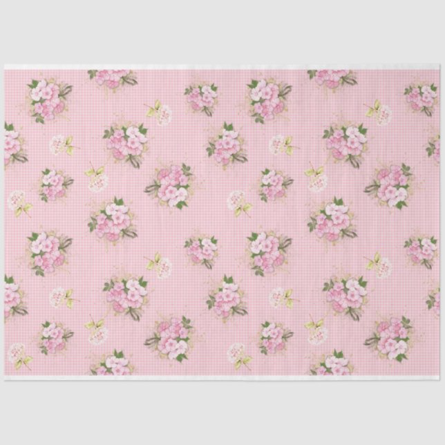 Papel De Seda Diseño Scrappy Pink Floral Series 7 (Anverso)