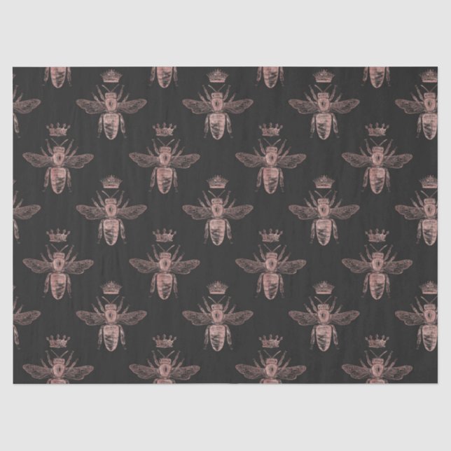 Papel De Seda Diseño Serie Abeja Oro Rosa 17 (Anverso)