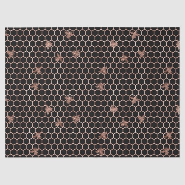 Papel de seda Diseño Serie Abeja Oro Rosa 7 (Anverso)