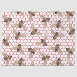 Papel De Seda Diseño Serie Abeja Rosa Roja 52