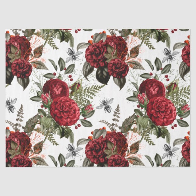 Papel De Seda Diseño Serie Abeja Rosa Roja 57 (Anverso)