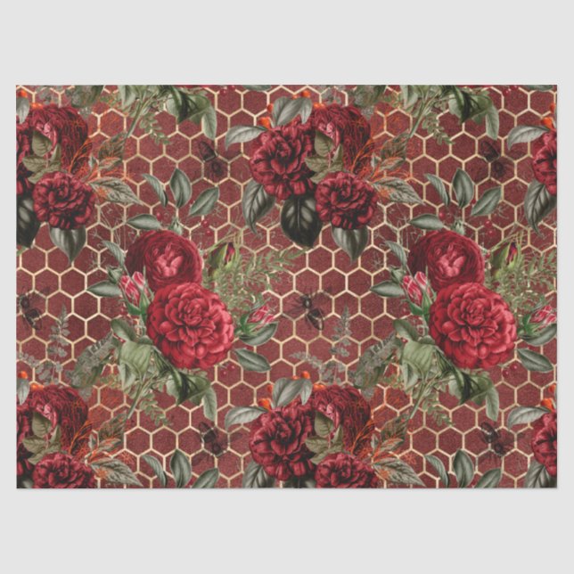 Papel De Seda Diseño Serie Abeja Rosa Roja 59 (Anverso)