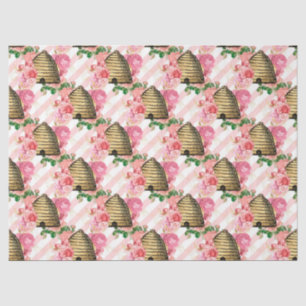 Papel de seda diseño serie abeja rosa y dorada 15