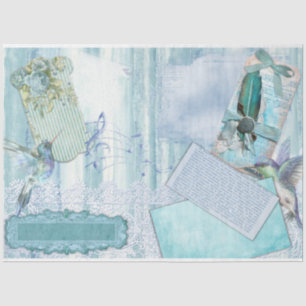 Papel De Seda Diseño Serie Azul Vintage 9