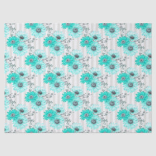 Papel de seda diseño serie floral turquesa 4