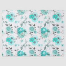 Papel de seda diseño serie floral turquesa 9