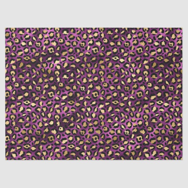 Papel De Seda Diseño serie Leopardo morado y dorado 1 (Anverso)