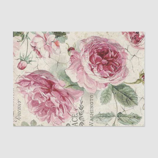 Papel De Seda Diseño Serie Rosa Shabby Chic 13 (Anverso)