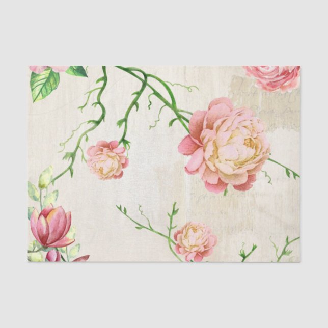 Papel De Seda Diseño Serie Rosa Shabby Chic 2 (Anverso)