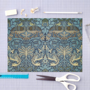Papel De Seda Diseño tejido de pavo real y dragón de William Mor