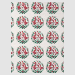 Papel De Seda Diseño tipográfico de corona de Navidad Ho Ho Ho