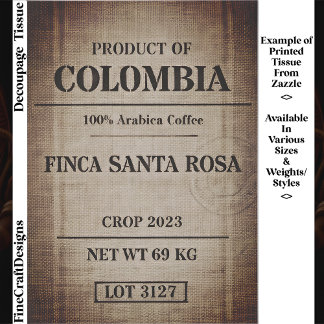 Papel De Seda Diseño tipográfico de saco de café envejecido FC9 