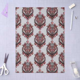 Papel De Seda Diseño Totémico Tribal Haida de Lobo