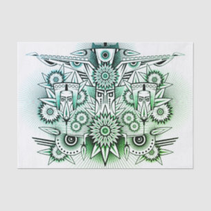 Papel De Seda Diseño tribal de tonos verdes