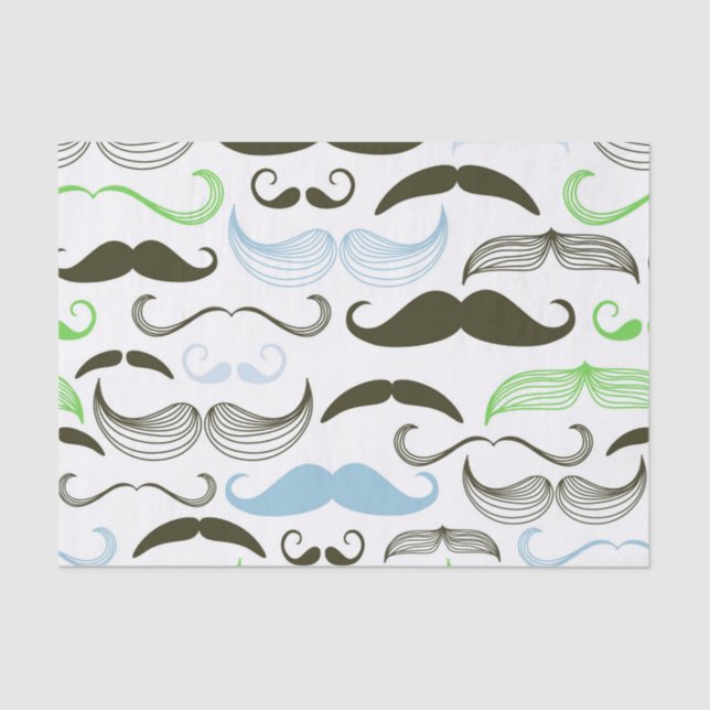 Papel De Seda Diseño verde, azul y negro del bigote (Anverso)