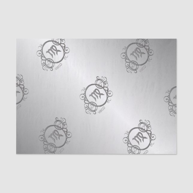Papel De Seda Diseño Zodiaco Virgo Plata (Anverso)
