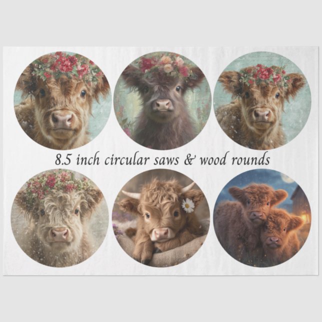 Papel De Seda Diseños de sierra circular decoupage Highland de 8 (Anverso)