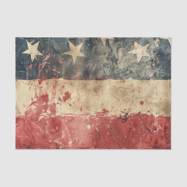 Papel De Seda Distressed American Patriotic USA Flag