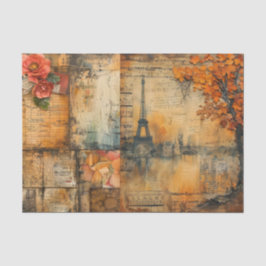 Papel De Seda Distressed Paris Collage in Fall Colors