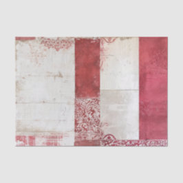 Papel De Seda Distressed Red and White Damask Collage