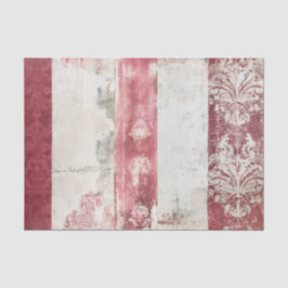 Papel De Seda Distressed Red and White Damask Stripes