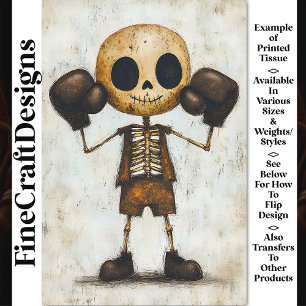 Papel De Seda Distressed Rustic Skeleton Boxer AJ5 Decoupage