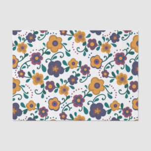 Papel De Seda Ditzy retro daisy de arte popular de los años 70 e