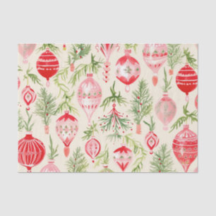 Papel De Seda Diversión de Ornamentos de Navidad Rosa Red Retro