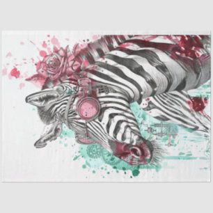 Papel De Seda Diversión de Steampunk Black Pink Zebra Decoupage