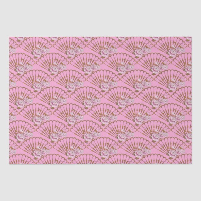 Papel De Seda Diversión estilo japonés y rosas rosa (Anverso)