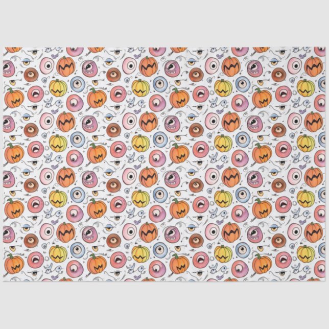 Papel De Seda Diversión lindo Halloween Monstruo Bocas de Béisbo (Anverso)