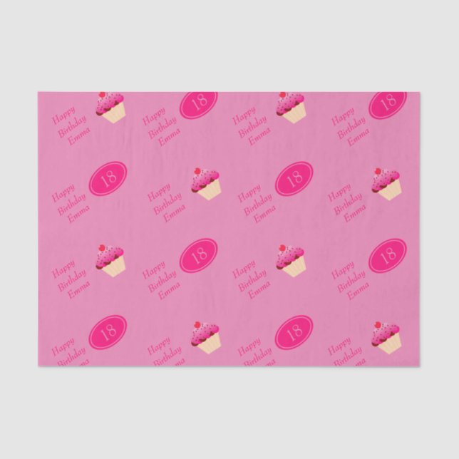 Papel De Seda Diversión, magdalena rosada brillante cualquier (Anverso)