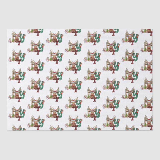 Papel De Seda Diversión Reno Navideña Fiesta Navideña  (Anverso)