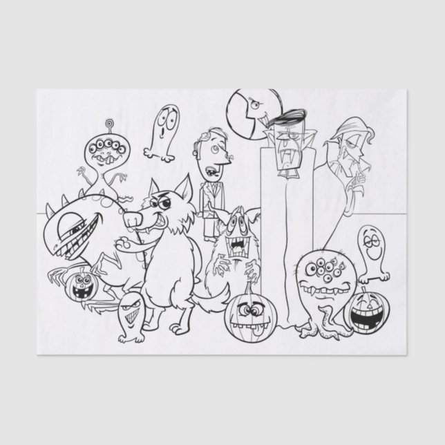 Papel De Seda DIVERSIÓN ÚNICA HALLOWEEN MONSTER Tissue Paper (Anverso)