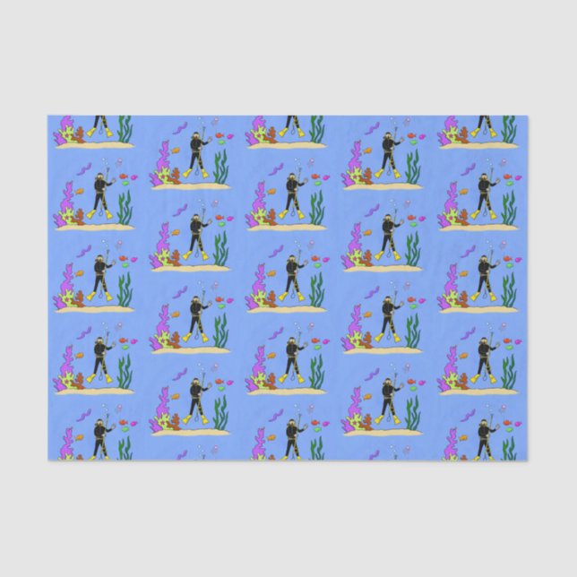 Papel De Seda Divertido buceador de scuba y personalizado de cri (Anverso)