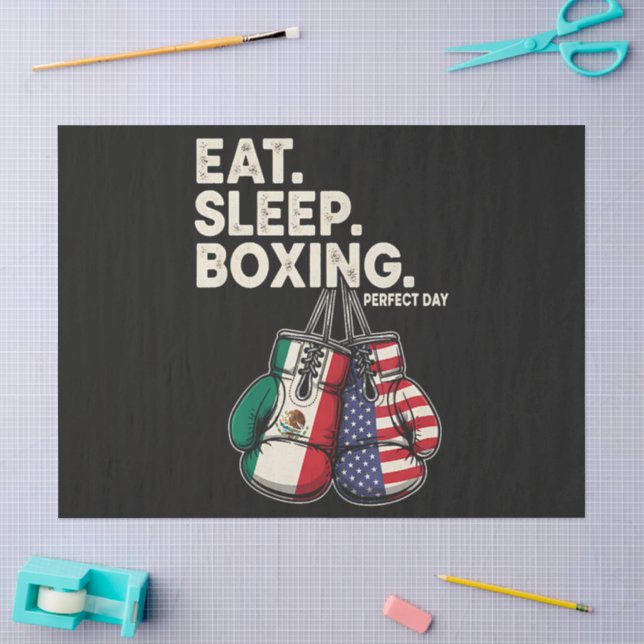 Papel De Seda Divertido Comer Dormir Repetir Boxeo (Artesanía)