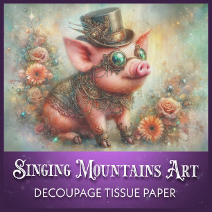 Papel De Seda Divertido Dapper Vintage Steampunk Pig Decoupage