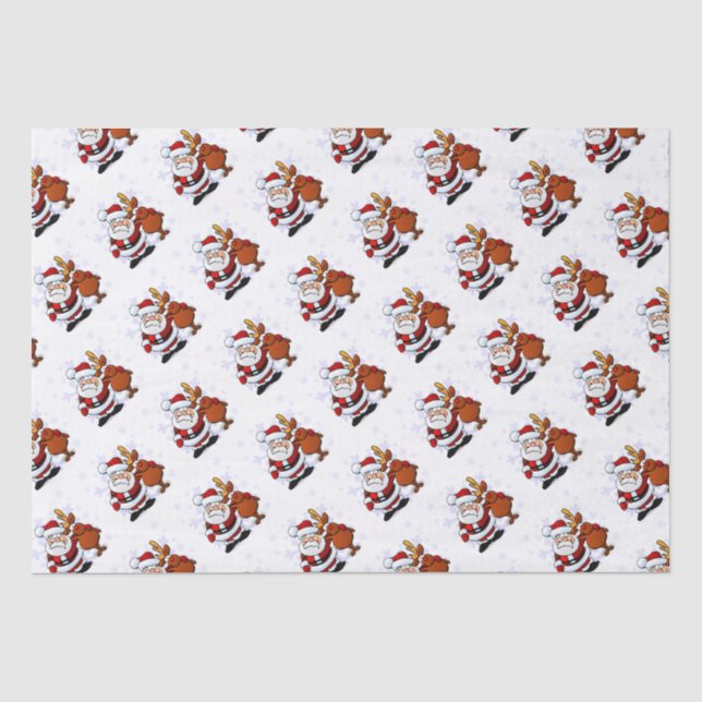 Papel de seda divertido de Santa y Rudolph para fi (Anverso)