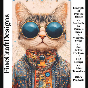 Papel De Seda Divertido Extraño Genial y Lindo Gato Ciberpunk BC