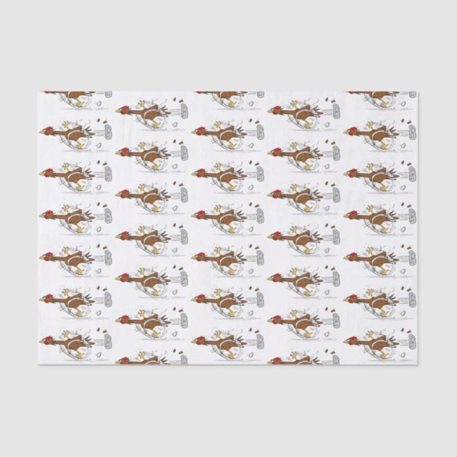 Papel De Seda Divertido ilustracion de pollo fresco y personaliz (Anverso)