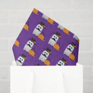Papel De Seda Divertido Patrón de bigote de fantasma de Hallowee