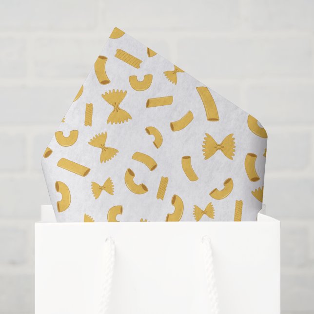 Papel De Seda Divertido patrón de pasta macarrones en blanco (Bolsa de regalo)
