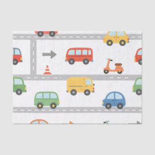 Papel De Seda Divertido patrón de vehículos de tráfico para niño