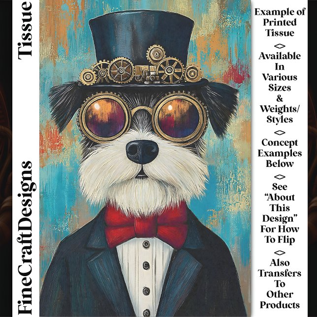 Papel De Seda Divertido Perrito Steampunk Lindo Con Sombrero De  (Subido por el creador)