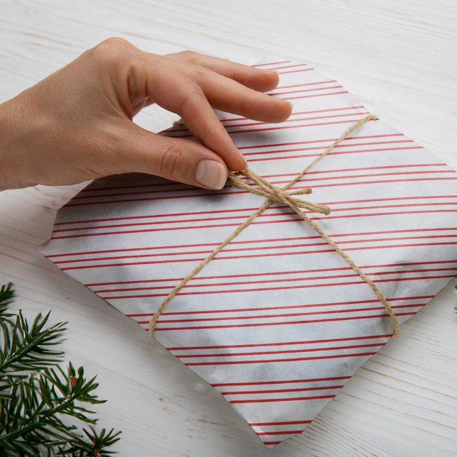 Papel De Seda Divertido Red & White Candy puede stripar a Navida (Red And White Stripe Candy Cane Christmas Pattern Tissue Paper)
