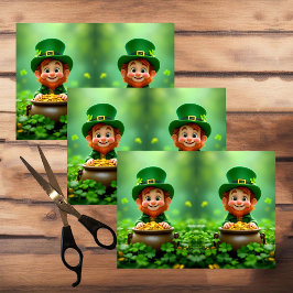 Papel De Seda Divertido y lindo leprechaun, monedas de oro, sham