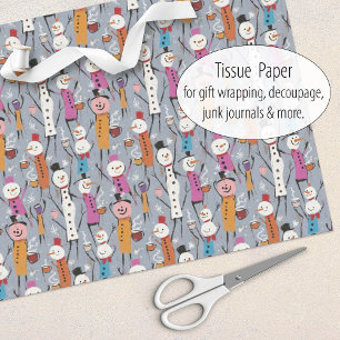 Papel De Seda Divertidos tontos hombres de nieve bebiendo cacao