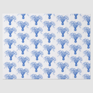 Papel De Seda DIY Color Vintage Estilizado Pulpo #8 Azul Zafiro