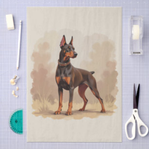 Papel De Seda Doberman Pinscher perro marrón óxido rojo